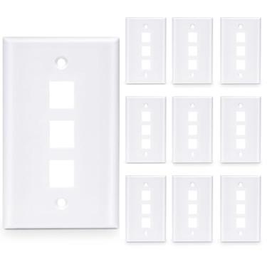 Imagem de Placa de parede Cat6 Cat5e Ethernet com 10 unidades (1/2/3/4/6 portas - para escolher), 3 Port