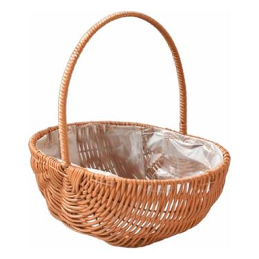 Imagem de Yoetaun Cesta de colheita tecida à mão cesta leve cesta de flores de vime com alça para...