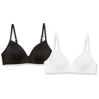 Imagem de Calvin Klein Sutiã macio para meninas, pacote com 2, Branco/preto, (32) A