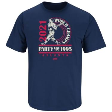 Imagem de Camiseta ATL Party World Champs para fãs de beisebol de Atlanta (SM-5GG), Manga curta azul-marinho, 3G