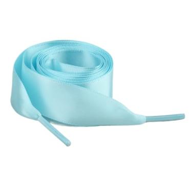 Imagem de 1Pair 2CM Width Flat Ribbon Shoe Laces Rubber Sneakers Silk Satin Shoelace Boot Shoelaces (Color : 20 Light Blue, Size : 120cm)