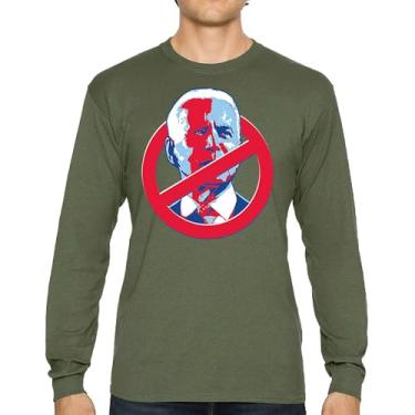Imagem de Camiseta de manga comprida No Biden Anti Sleepy Joe Republican President Pro Trump 2024 MAGA FJB Lets Go Brandon Deplorable, Verde militar, G
