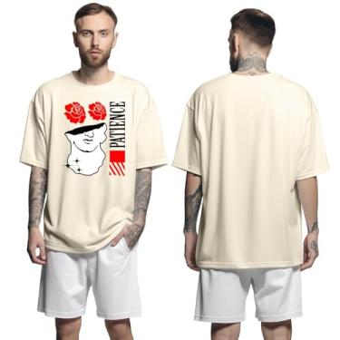 Imagem de Camisa Camiseta Oversized Streetwear Genuine Grit Masculina Larga 100% Algodão 30.1 Patience - Bege - M