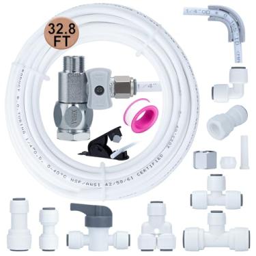 Imagem de Kit de conexão de linha de água de geladeira e kit de instalação de máquina de gelo de compressão de 1/4, tubulação OD de 6 mm com conexão rápida para sistemas RO de geladeira, torneira de filtro de