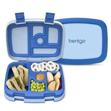 Imagem de Bentgo Lancheira infantil – à prova de vazamento, 5 compartimentos estilo bento – tamanhos ideais para crianças de 3 a 7 anos – sem BPA, seguro para lava-louças, seguro para alimentos (azul)