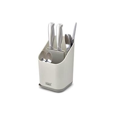 Imagem de Joseph Joseph Escorredor de talheres para pia de cozinha com compartimento para faca, organizador de talheres para pia de cozinha, cinza