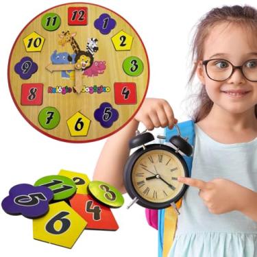 Imagem de Brinquedo Infantil Relógio Pedagógico de Encaixe em Madeira