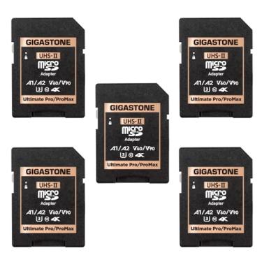 Imagem de Gigastone Adaptador de cartão de memória UHS-II MicroSD para UHS-II SD, pacote com 5 adaptadores para câmera UHS-II
