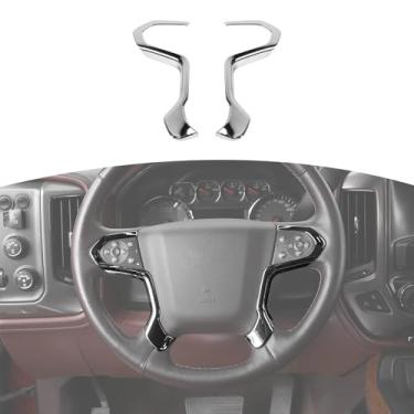 Imagem de RT-TCZ Capa de Volante ABS Prata para Decoração de Interiores para Chevrolet Silverado e GMC Sierra 2014-2018