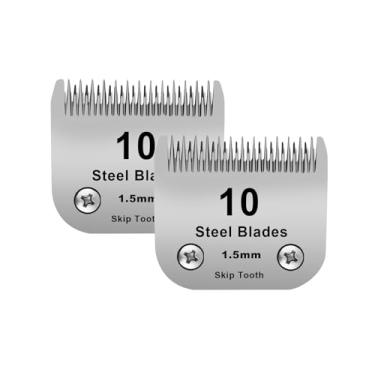 Imagem de DODAER Conjunto de lâminas de aço removíveis para cães de estimação com 10 dentes, compatível com cortadores Andis, Oster A5, Wahl série Wahl KM10, comprimento de corte 1/40.6 cm (1,5 mm), pacote com