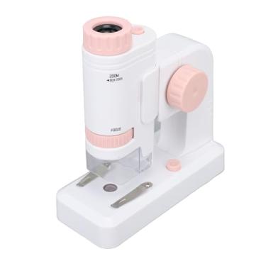 Imagem de Microscópio Infantil, Microscópios Portáteis 80X-200X, Luz de Preenchimento LED Leve para Casa (Rosa)