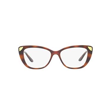 Imagem de Vogue Eyewear Armação feminina Vo5455 olho de gato com grau, Top Havana escuro marrom claro/lente de demonstração, 53 mm