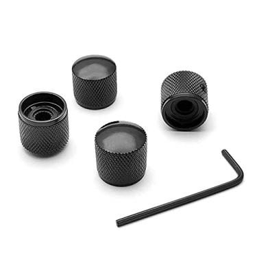Imagem de SAPHUE Botões de controle de velocidade de guitarra com teclas Allen para Fender Strat Telecaster Gibson Les Paul ou guitarra elétrica baixo cromado pacote com 4 MusicOne preto