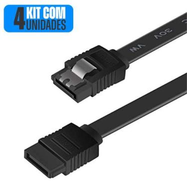Imagem de Kit 4 Cabo de Dados Sata 3 6gb/s Com Trava 40cm Conector Reto HD SSD P