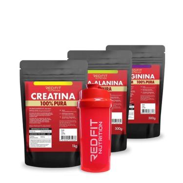 Imagem de Kit Red Fit Creatina 1Kg Beta-Alanina 500g L-Arginina 500g-Unissex