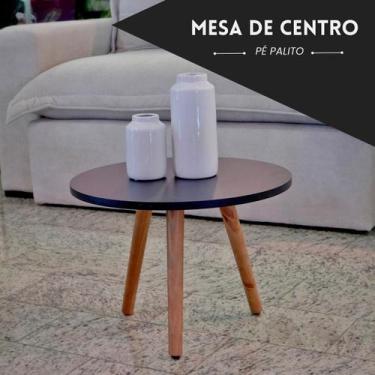 Imagem de Mesa De Canto Redonda Pe Palito Lateral Sofa - Kelan, Preto
