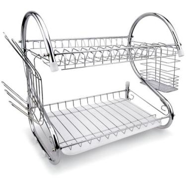 Imagem de Escorredor de Louças Porta Pratos Copos e Talheres - Inox - Clink