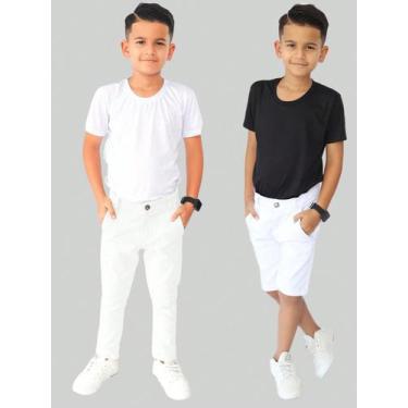 Imagem de Kit Calça e Bermuda Infantil Masculina Sarja Com Regulagem - EwG Moda 