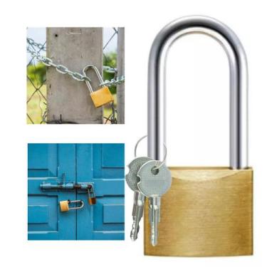 Imagem de Cadeado De Latão Versátil Haste Longa Para Segurança 50mm Com Chaves T