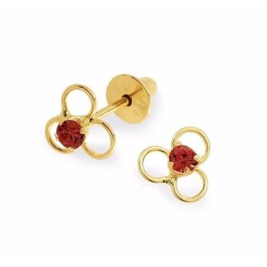 Imagem de Brincos De Ouro 18k Flor Infantil Recém Nascido Bebê - RD Magazine