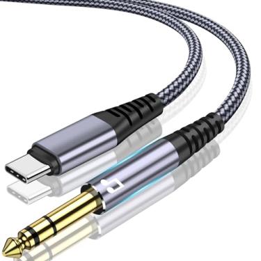 Imagem de QIMIAOUS Cabo Estéreo De Áudio Usb C Para 1/4 "Trs, 4 Pés Tipo C Para 6,35 Mm 1/4 Macho Cabo De Áudio Auxiliar Compatível Com Ipad Pro/Iphone 15, Pixel 5Xl, Samsung Galaxy S22 Para Amplificador, Mixer