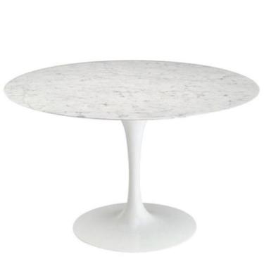 Imagem de Mesa de Jantar Tulipa Saarinen Redonda 90 cm Mármore Carrara Base Bran