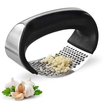 Imagem de Espremedor De Alho Em Inox Pratico Fácil E Confortável - AMASSADORALHO
