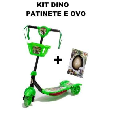 Imagem de Kit Dinossauro Ovo de Dino e Patinete Infantil Luz Som - DM Toys