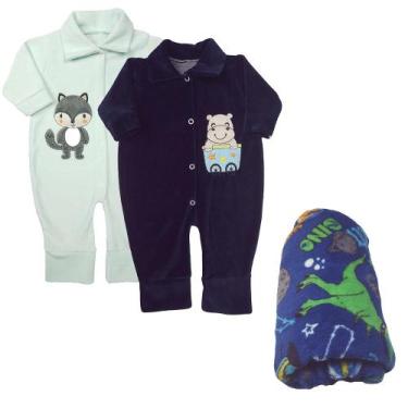 Imagem de Kit Roupas de Bebê 3 Peças Macacão Plush e Manta Microfibra - Koala Ba