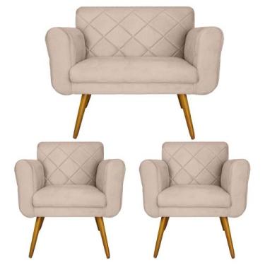 Imagem de Jogo Namoradeira e 2 Poltrona Decorativa Para Recepção Isabella Corano