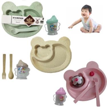 Imagem de Kit Refeição Infantil 12 Peças Com Prato Talheres Copo 160ml - Inter