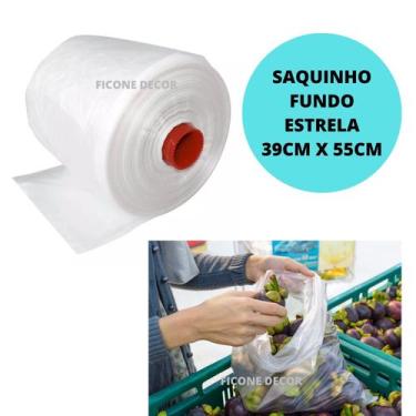 Imagem de Rolo Saquinho Horti Frutti Varejão Mercado Picotado 39x55 Cm Fundo Est