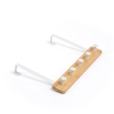 Imagem de Cabideiro de porta bambu 5 ganchos sem furar - Oikos, U, BRANCO