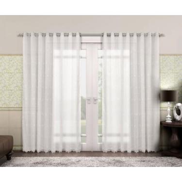 Imagem de Cortina Voil Bordado - Renascença - Branca - 5,40m x 2,50m - P/ Varão 