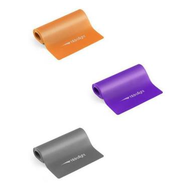 Imagem de Kit c/ 3 Faixa Elástica p/ Pilates Fisioterapia (Leve, Médio e Forte) 