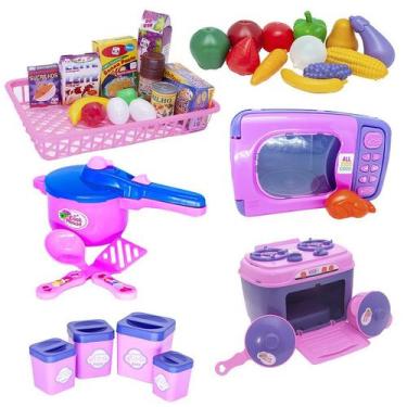 Imagem de Kit Casinha Menina Brinquedo Frutas Legumes Air Fryer 37pç - Altimar