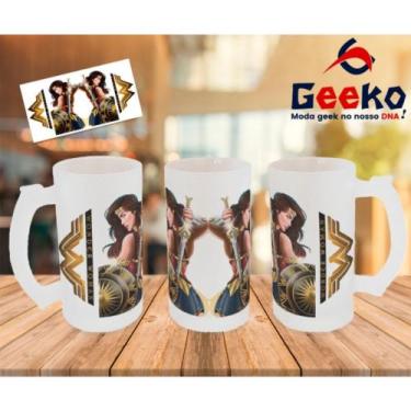 Imagem de Caneca de Chopp Mulher Maravilha Wonder Woman Geeko, Jateada, 500ml