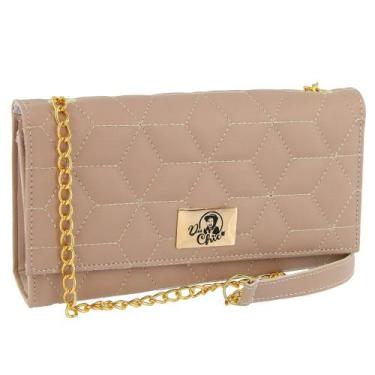 Imagem de Bolsa feminina clutch alça em corrente bordado festa - DUCHICO, Amêndo