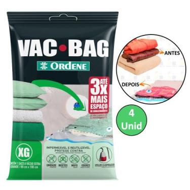 Imagem de 4 Saco Organizador A Vácuo Extra Grande Viagem Mala 80x100cm - Ordene