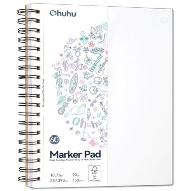 Imagem de Ohuhu Double Sided Marker Pads Esboço de Arte Resistente ao sangramento - 7.6"x10" Tamanho do papel grande - 90LB/150GSM Papel de desenho liso - 60 folhas/120 páginas, Livro de esboço em espiral para marcadores de álcool Natal