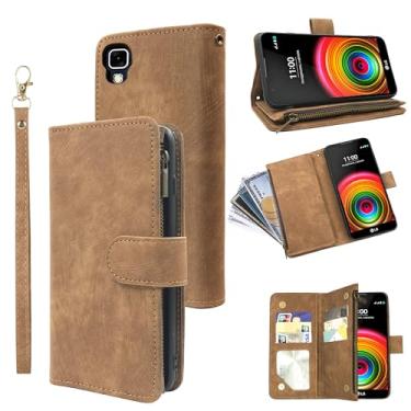 Imagem de Dibosom Capa carteira compatível com LG X Power e capa flip de couro vintage premium com suporte para cartão de crédito para XPower 1 LS755 K450 masculino feminino marrom