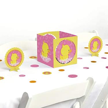 Imagem de Big Dot of Happiness Pato rosa - Kit de mesa e centro de mesa para chá de bebê ou festa de aniversário