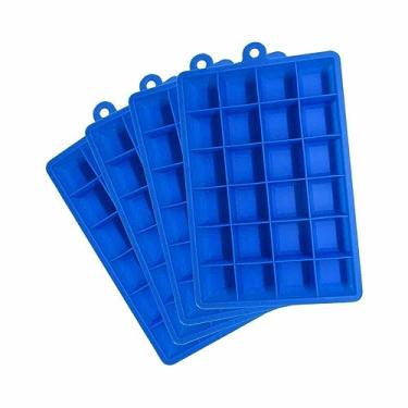 Imagem de Gadgetime USA Pacote com 4 bandejas de gelo de silicone – molde grande para freezer, coquetéis – empilhável, livre de BPA e odor – azul