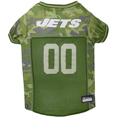 Imagem de Camiseta de camuflagem para cães NFL New York Jets, pequena. Camiseta CAMO PET disponível em 5 tamanhos e 32 times da NFL. Camiseta para cães de caça