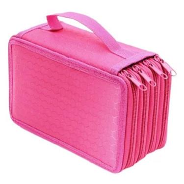 Imagem de Estojo escolar grande ROSA - 4 camadas - oxford