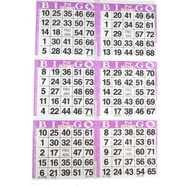 Imagem de 6 em cartões de papel de bingo roxos – 500 folhas – 3000 cartões