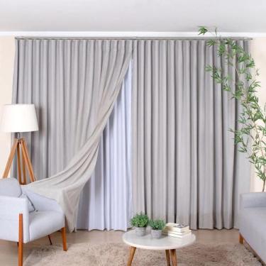 Imagem de Cortina Voil Gaze De Linho 4,00x2,60 Para Trilho Suiço -  Sala/Quarto 
