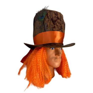 Imagem de Chapéu Cartola Chapeleiro c/ Peruca Fantasia Cosplay Festa - IndiaChin