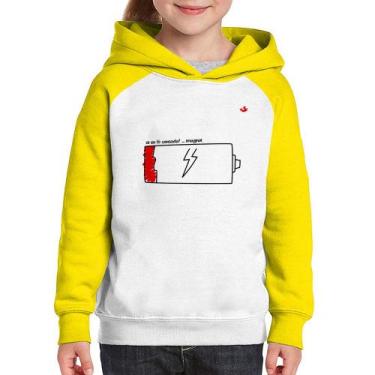 Imagem de Moletom Infantil Se eu tô cansada - Foca na Moda, Branco, Amarelo, 2