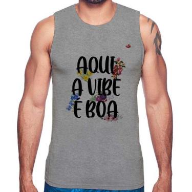 Imagem de Regata Aqui a vibe é boa - Foca na Moda, Cinza, G